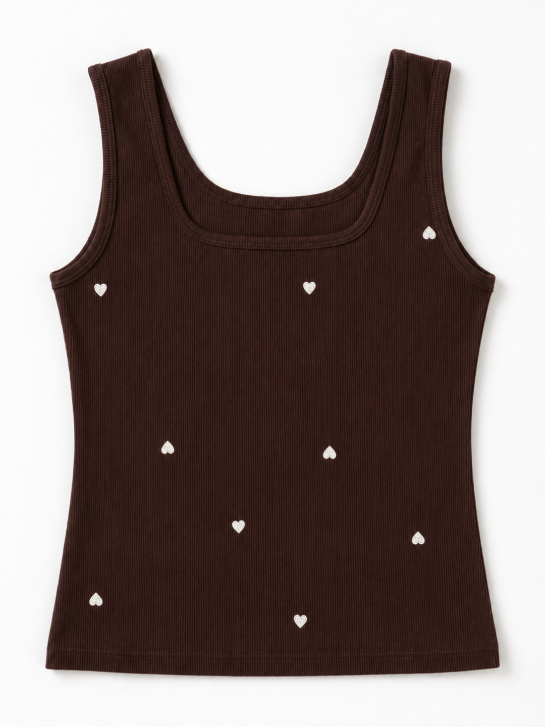 Embroidered Ribbed Tank Top