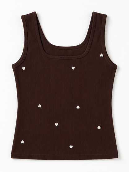 Embroidered Ribbed Tank Top