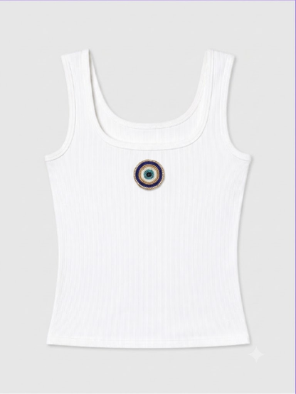 Coke Beaded Ribbed Tank Top
