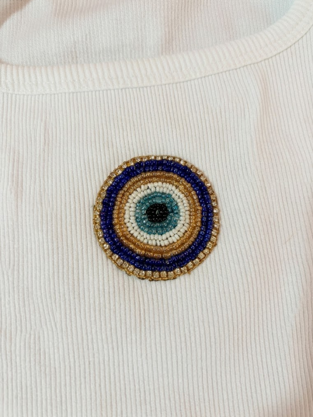 Evil Eye Beaded Ribbed Tank Top