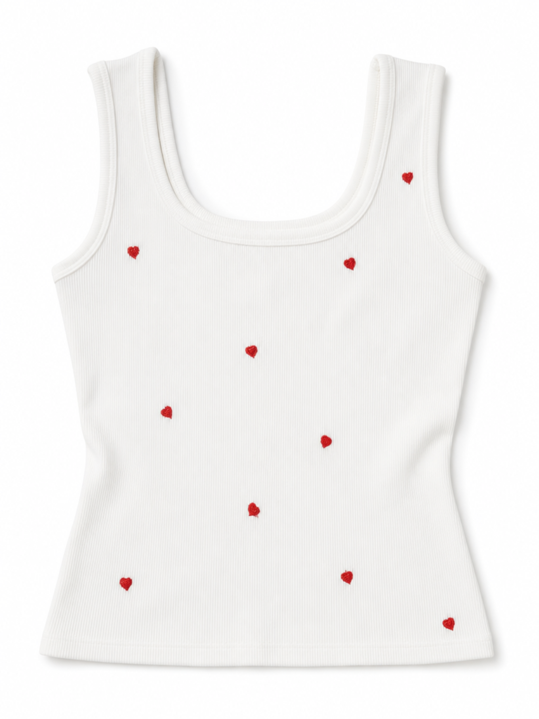 Embroidered Ribbed Tank Top