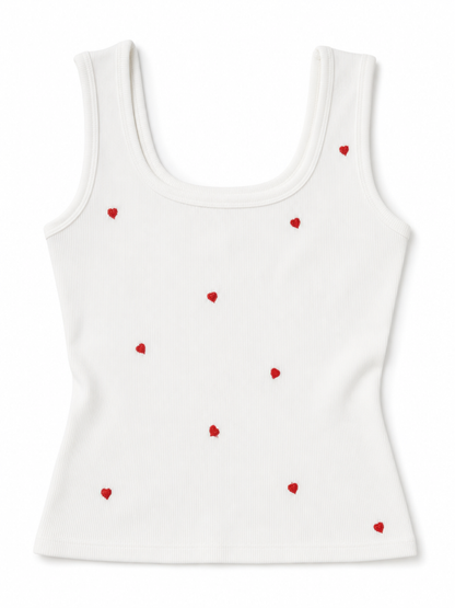 Embroidered Ribbed Tank Top