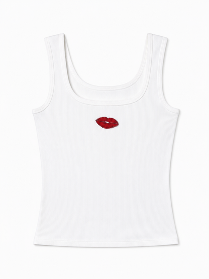 Lily Beaded Ribbed Tank Top