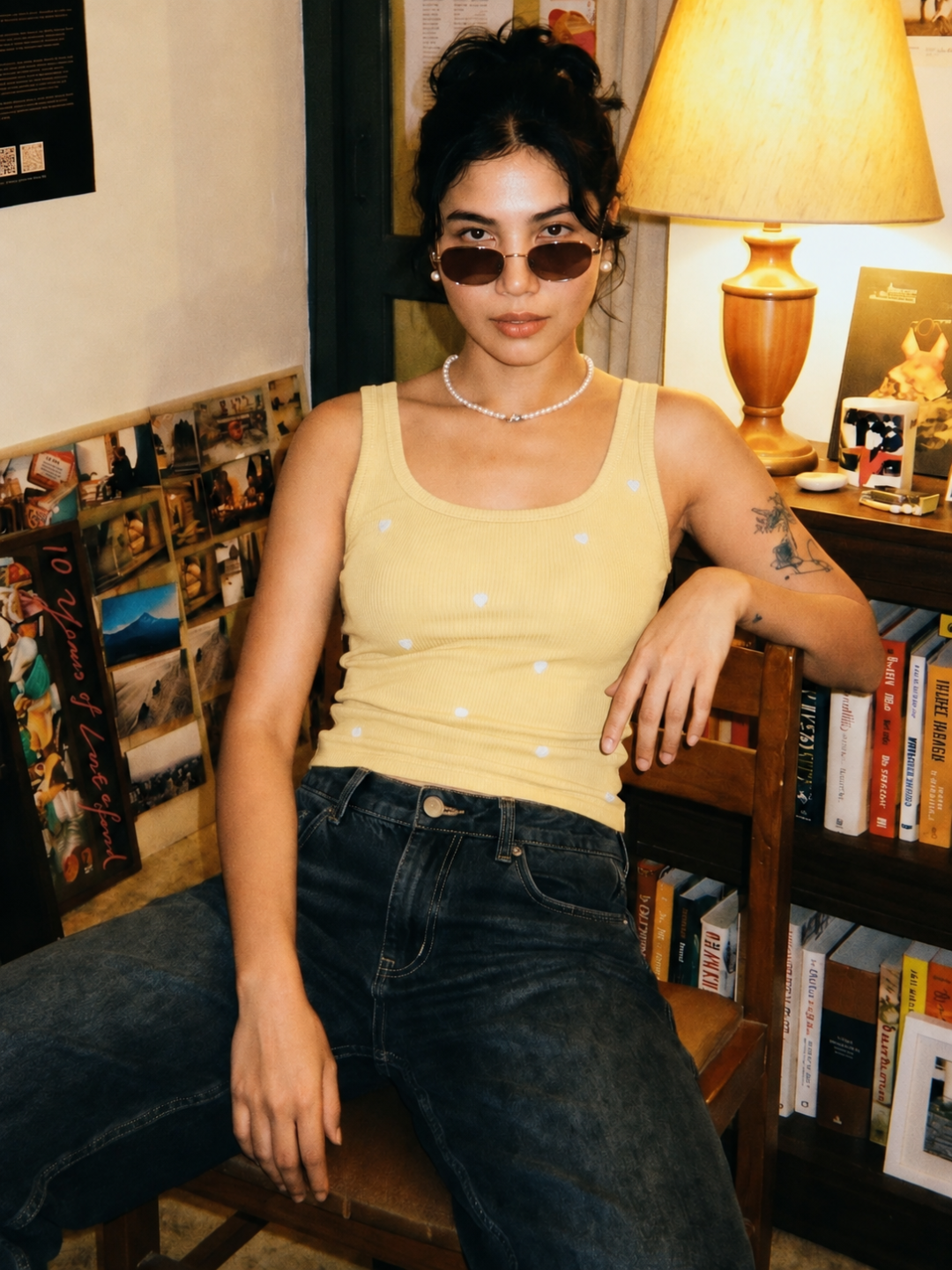Embroidered Ribbed Tank Top