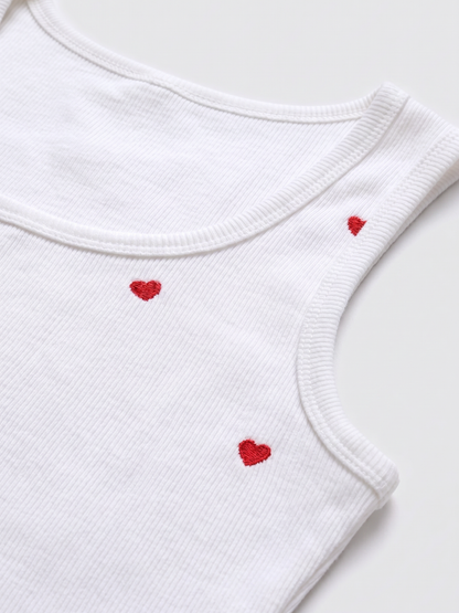 Embroidered Ribbed Tank Top