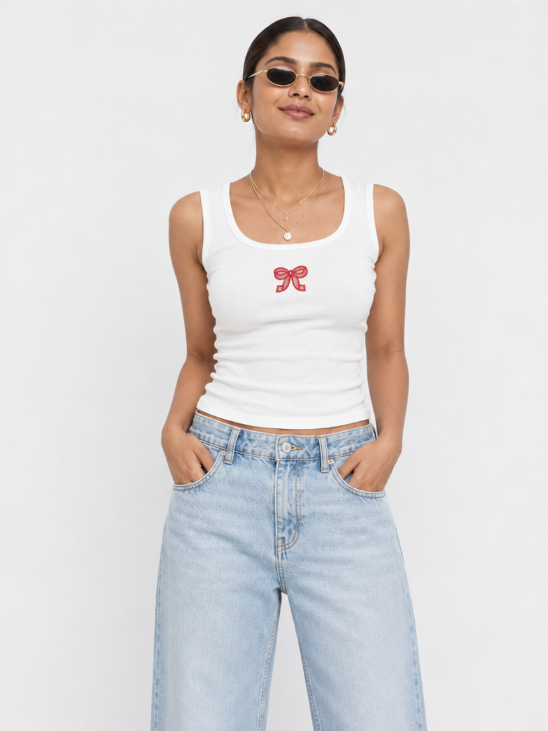 Lily Beaded Ribbed Tank Top