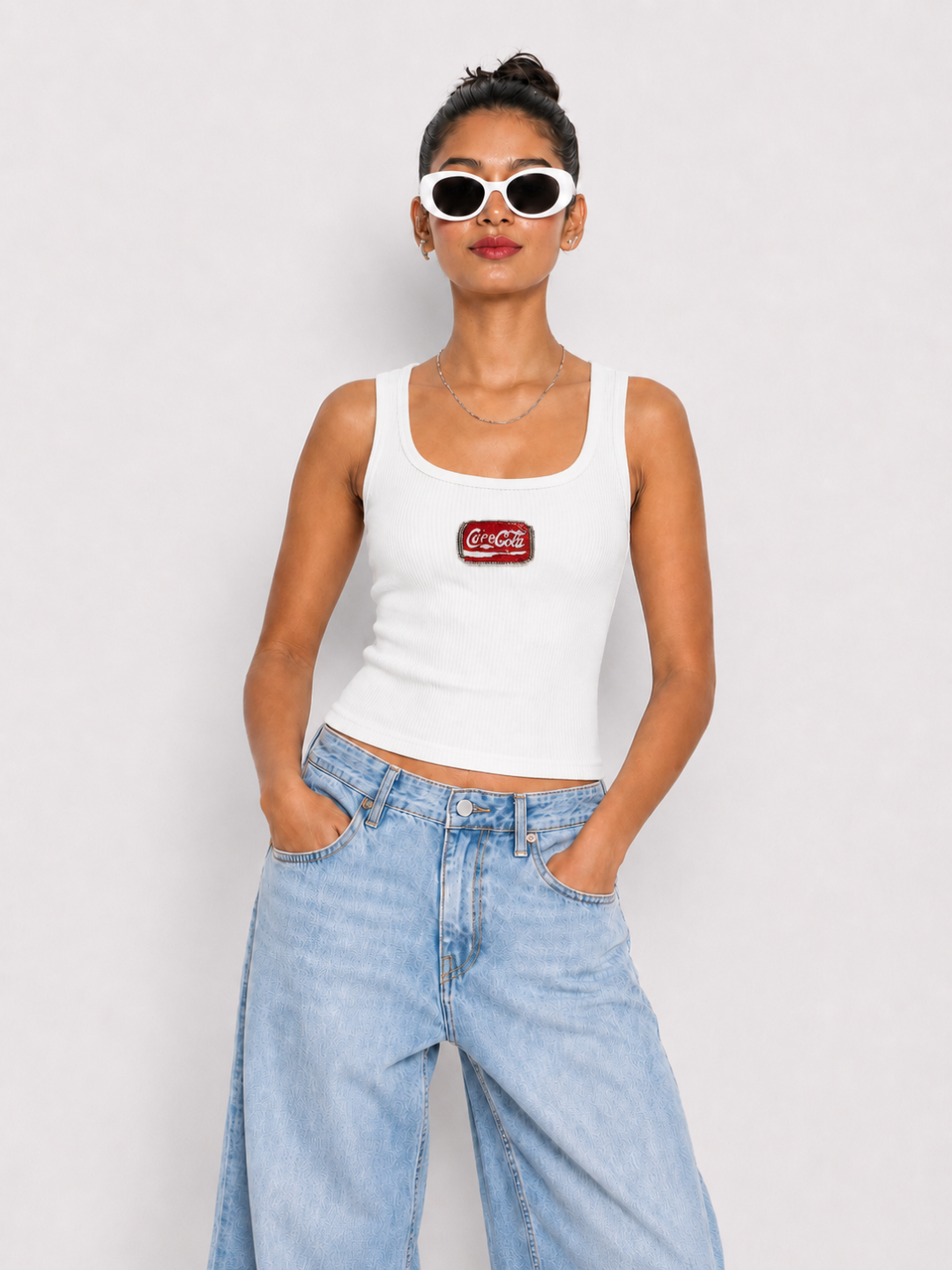Coke Beaded Ribbed Tank Top