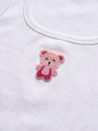 Teddy Beaded Ribbed Tank Top
