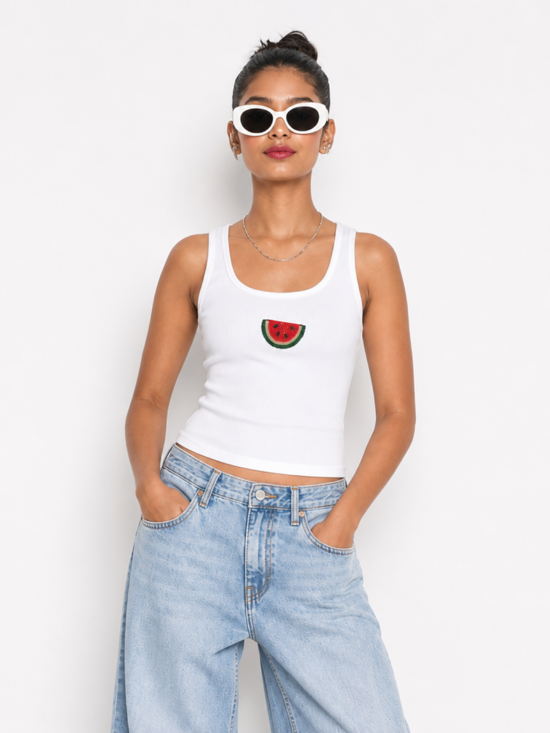 Books Beaded Ribbed Tank Top