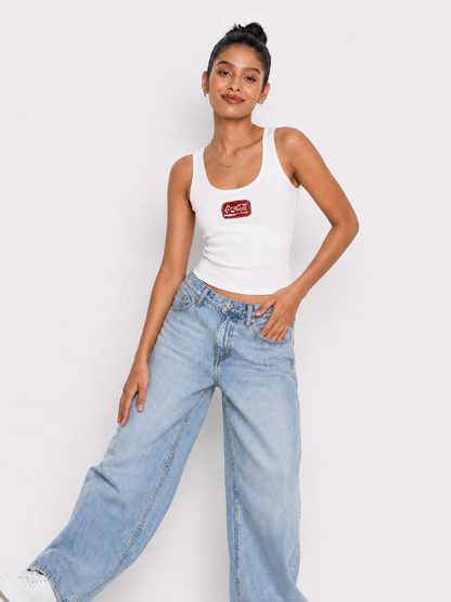 Evil Eye Beaded Ribbed Tank Top