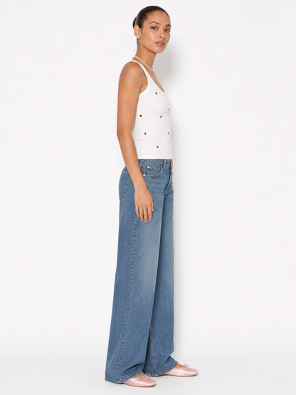 Embroidered Ribbed Tank Top