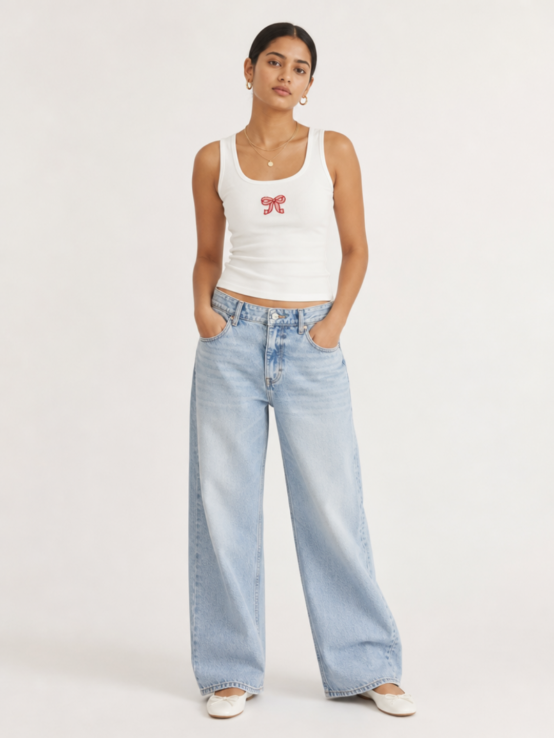 Heart Face Beaded Ribbed Tank Top