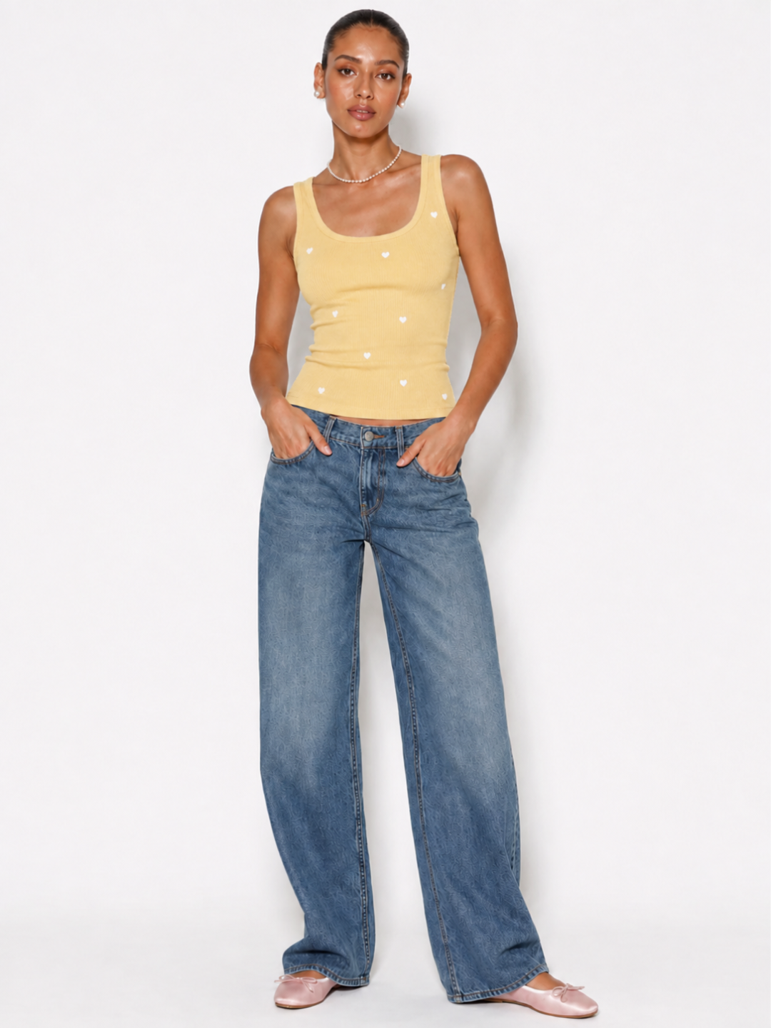 Embroidered Ribbed Tank Top