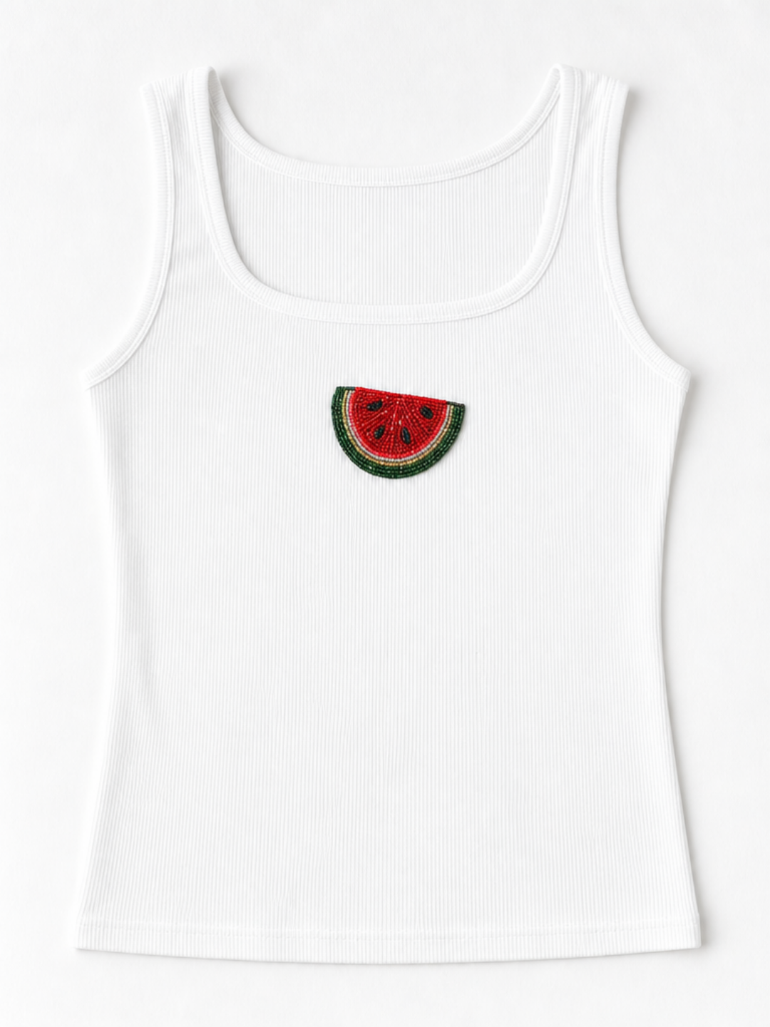 Evil Eye Beaded Ribbed Tank Top