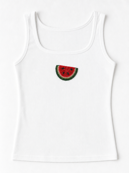 Evil Eye Beaded Ribbed Tank Top