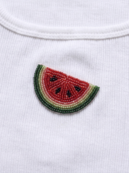 Watermelon Beaded Ribbed Tank Top