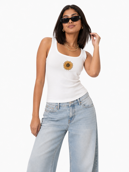 Teddy Beaded Ribbed Tank Top