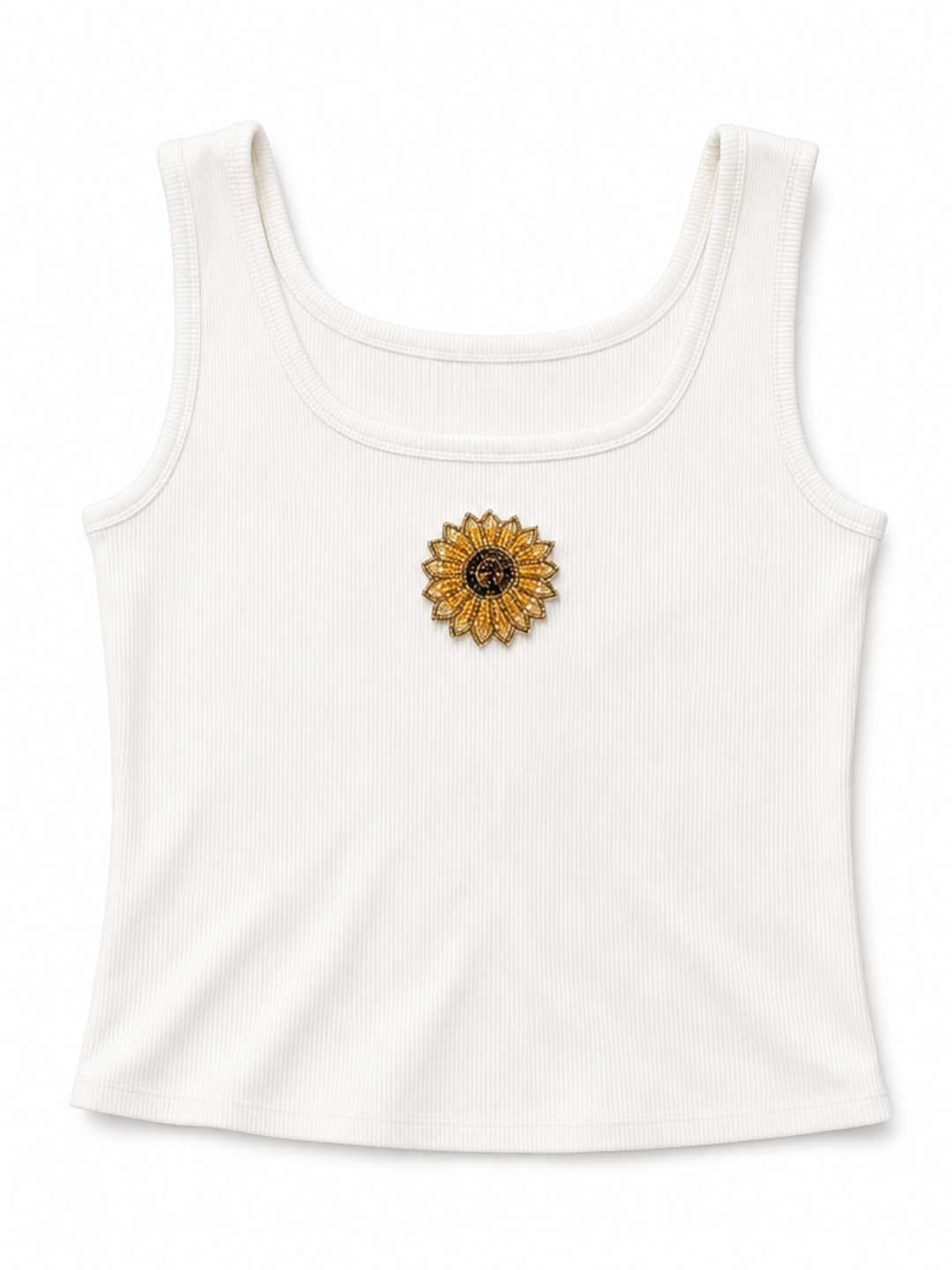Evil Eye Beaded Ribbed Tank Top