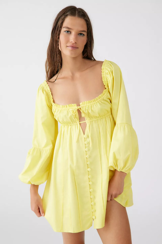 Puffy Sleeves Mini Dress