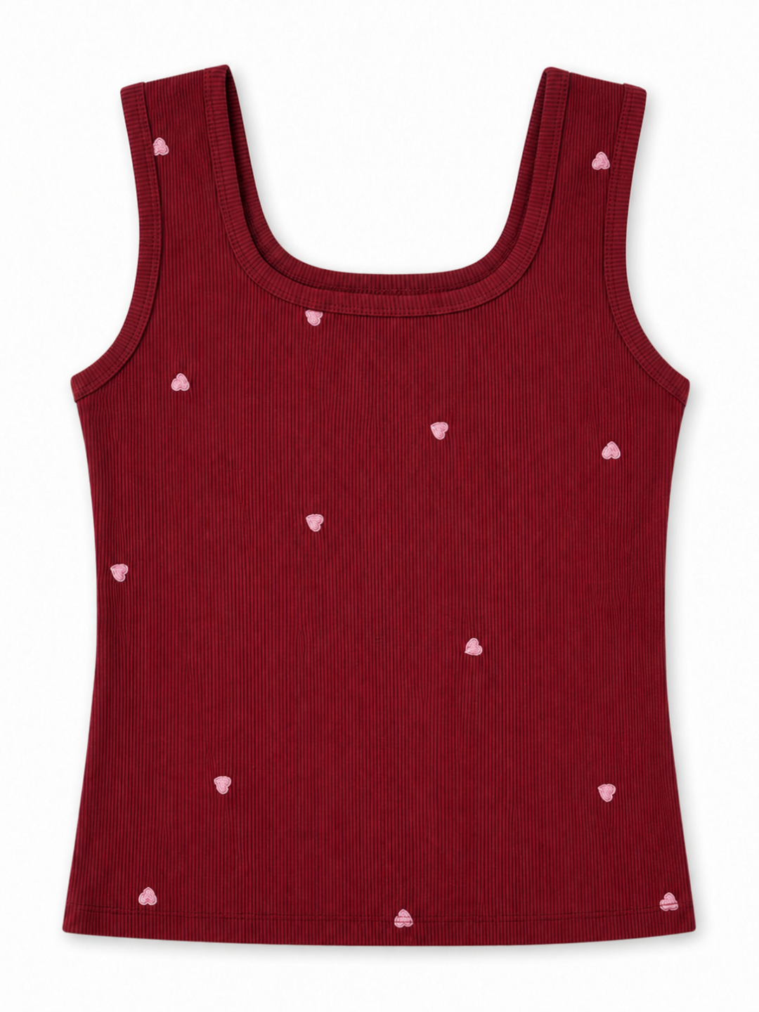 Embroidered Ribbed Tank Top