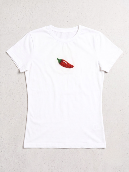 Chilli Beaded Fitted Tee