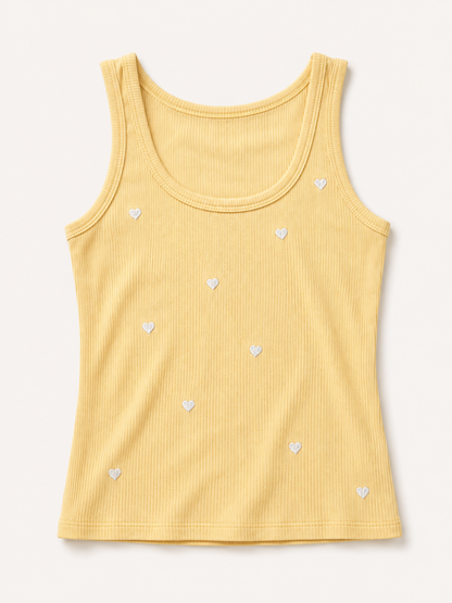 Embroidered Ribbed Tank Top