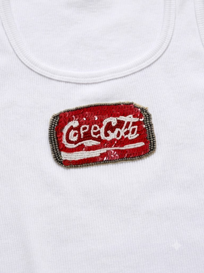 Coke Beaded Ribbed Tank Top