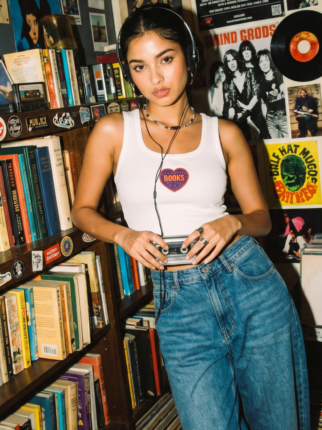 Books Beaded Ribbed Tank Top