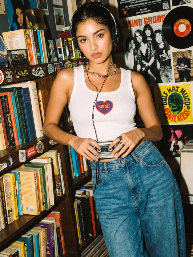 Books Beaded Ribbed Tank Top