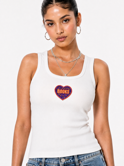 Books Beaded Ribbed Tank Top