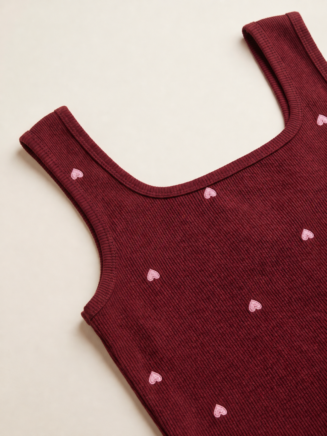 Embroidered Ribbed Tank Top