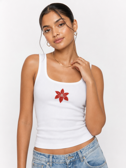 Lily Beaded Ribbed Tank Top