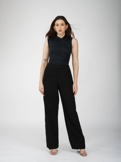Black Overlap Bodysuit - Glint Bodysuit (Onyx)