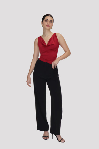 Red Cowl Neck Bodysuit - Prism Bodysuit (Cherry)