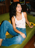 Embroidered Ribbed Tank Top